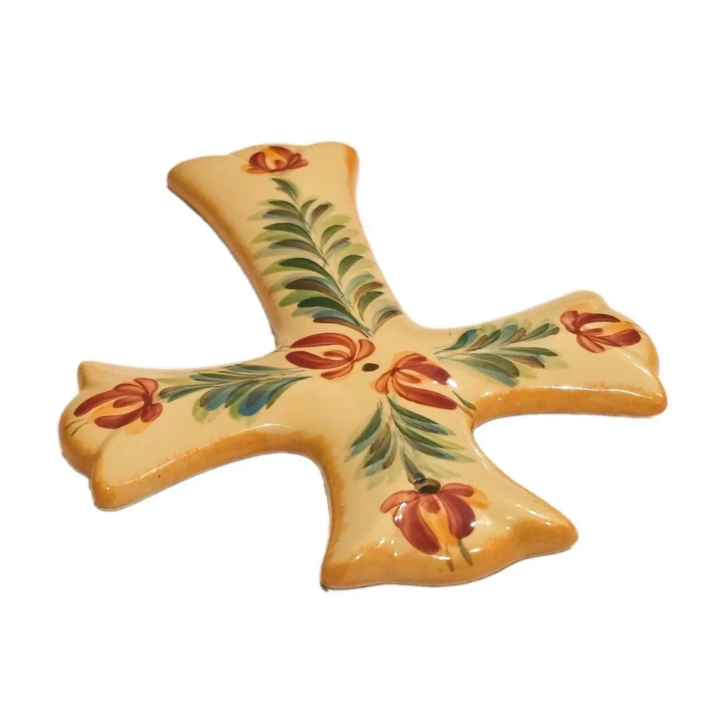 Southern Living At Home Gail Pittman Siena Ceramic Wall Cross Hand Painted 7.25